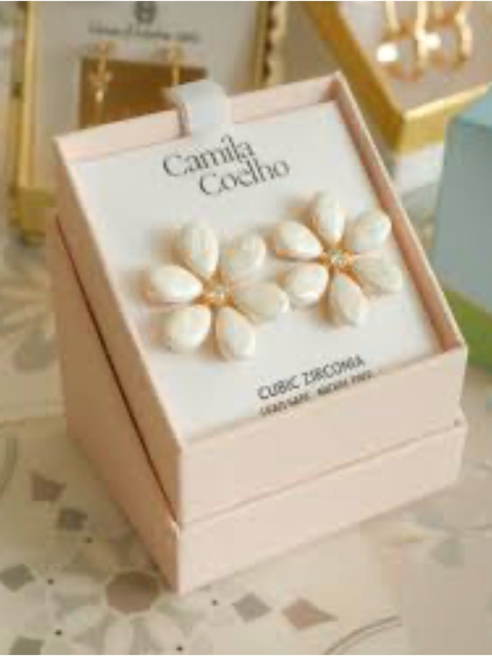 Camila Coelho Fresh Water Pearl Earrings  w/ Sparkly Crystal Center